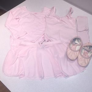 Ballet leotards with shoes, tutu and tights.